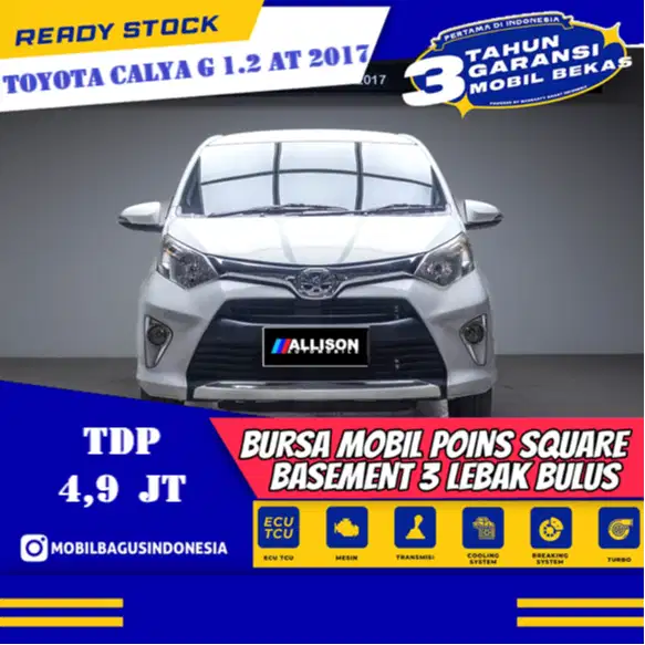 [Dp 4,9 Jt] Toyota Calya 1.2 G MPV AT 2017 Putih No Pol Genap