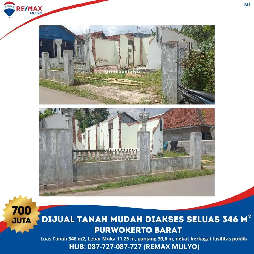 Dijual Tanah Mudah Diakses Seluas 346 m2