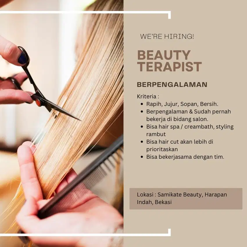 LOKER TERAPIS SALON HARAPAN INDAH