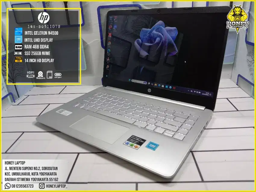 HP 14s-dq3110TU Intel Celeron N4500 RAM 4GB SSD 246GB