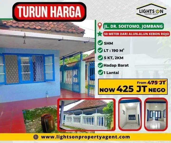 JUAL  RUMAH JOMBANG BAGUS UNTUK KOST SAN DEKAT ALUN-ALUN KEBONROJO