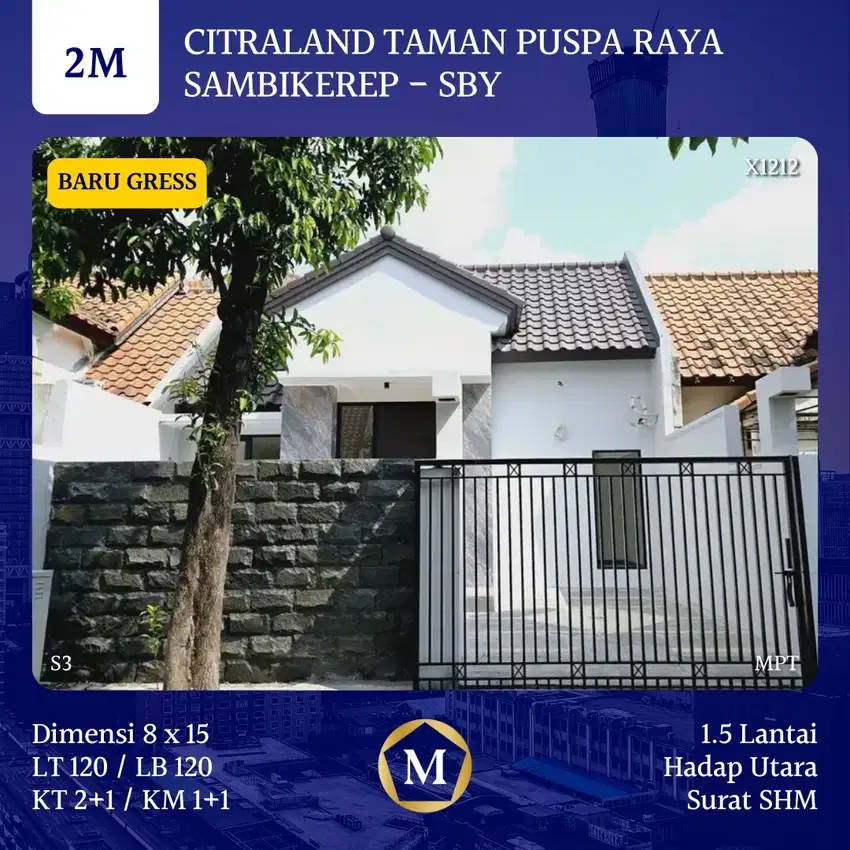 Rumah Citraland Taman Puspa Raya Baru Gres SHM Siap Huni Langka Modern