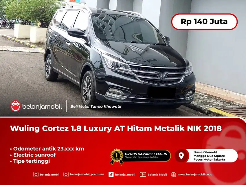 [KM LOW 23RB] Wuling Cortez 1.8 Luxury AT Hitam Metalik 2018/2019