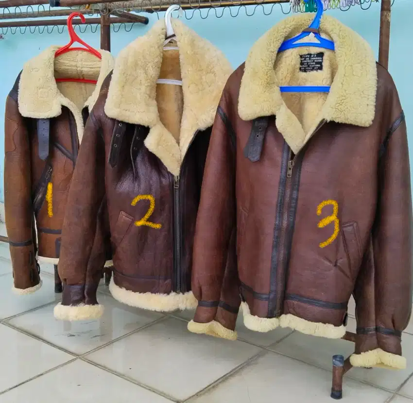 Jaket kulit pilot type B3 tebal hangat sepeda jam antik vintage lawas