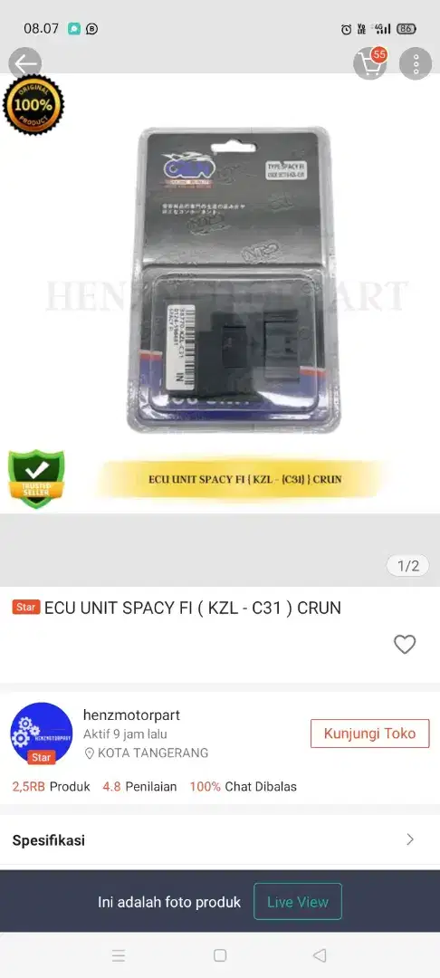 Jual ecu/ecm murah spacy ijektor pgm Fi