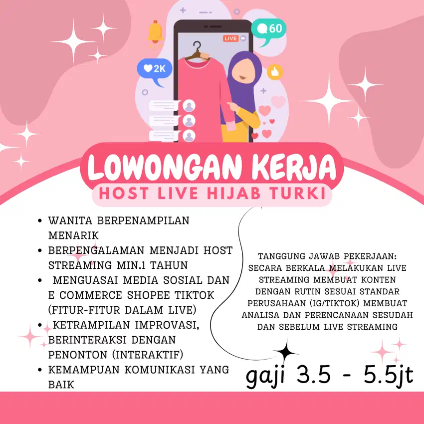 LOWONGAN KERJA HOST LIVE HIJAB TURKI