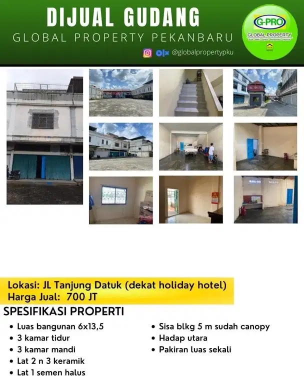 Dijual Ruko Jalan Tanjung Datuk Dekat Hotel Holiday