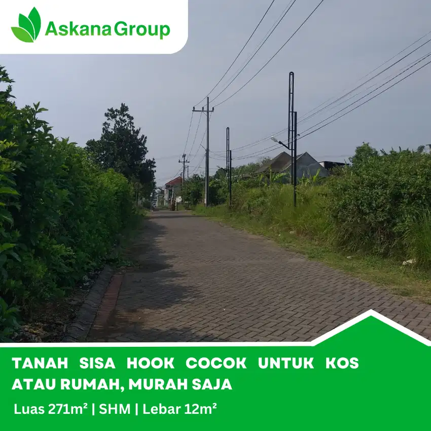 Tanah Hook Cocok bangun kos atau rumah