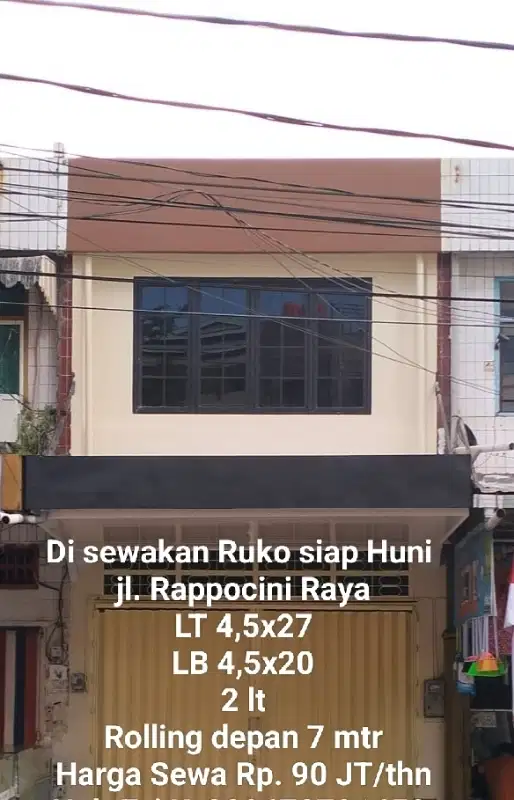 Di Sewakan Ruko Siap Buka Usaha, Jl.Rappocini Raya