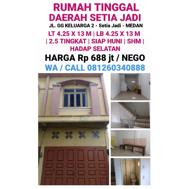 DI JUAL 1 UNIT RUMAH TINGGAL SIAP HUNI DI DAERAH SETIA JADI