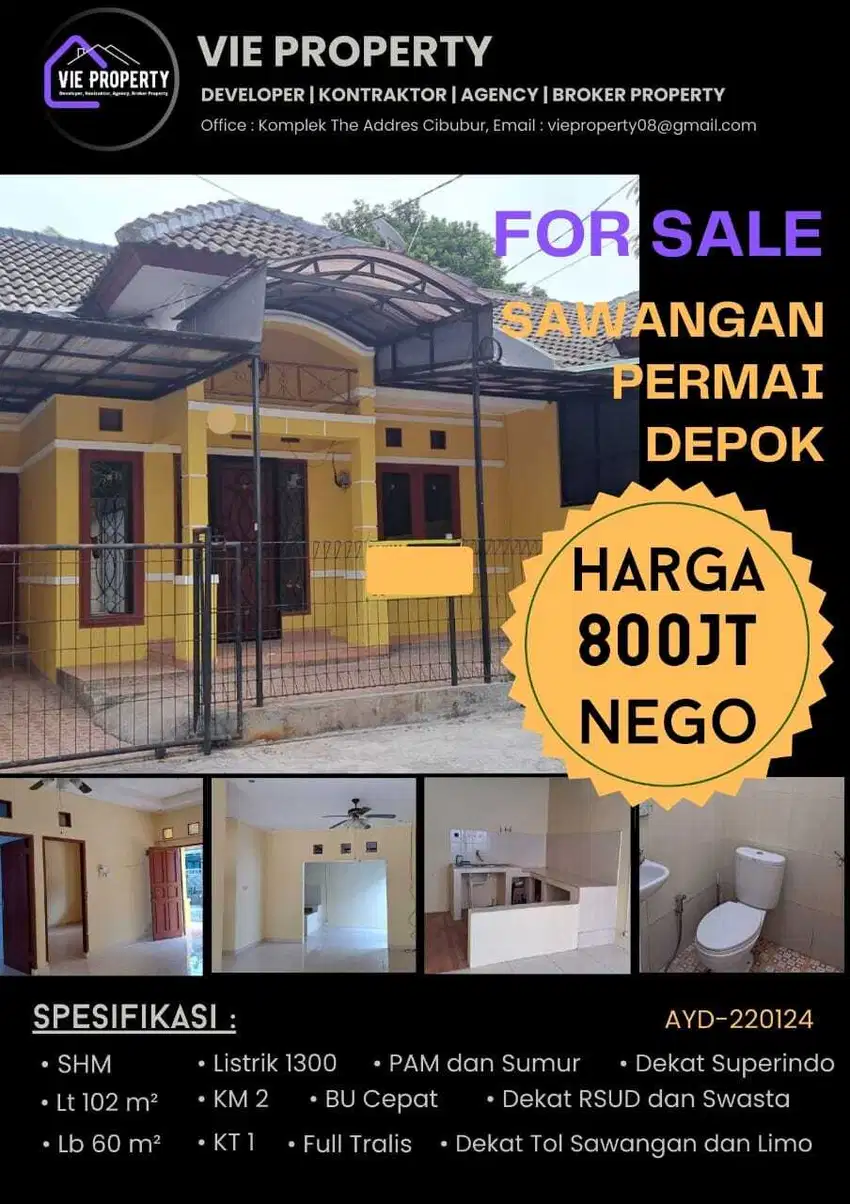 Dijual rumah siap huni!!asri dan sudah rapi di Sawangan Permai Depok