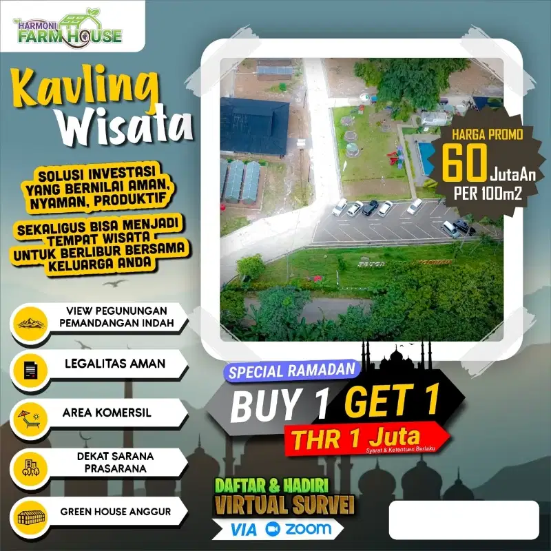 Jual Tanah BU View Pegunungan Pinggir Jalan