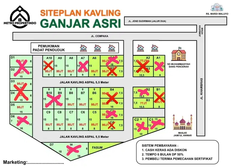 Promo cash cukup 60 juta kavling siap bangun di 14/4 Ganjar Asri