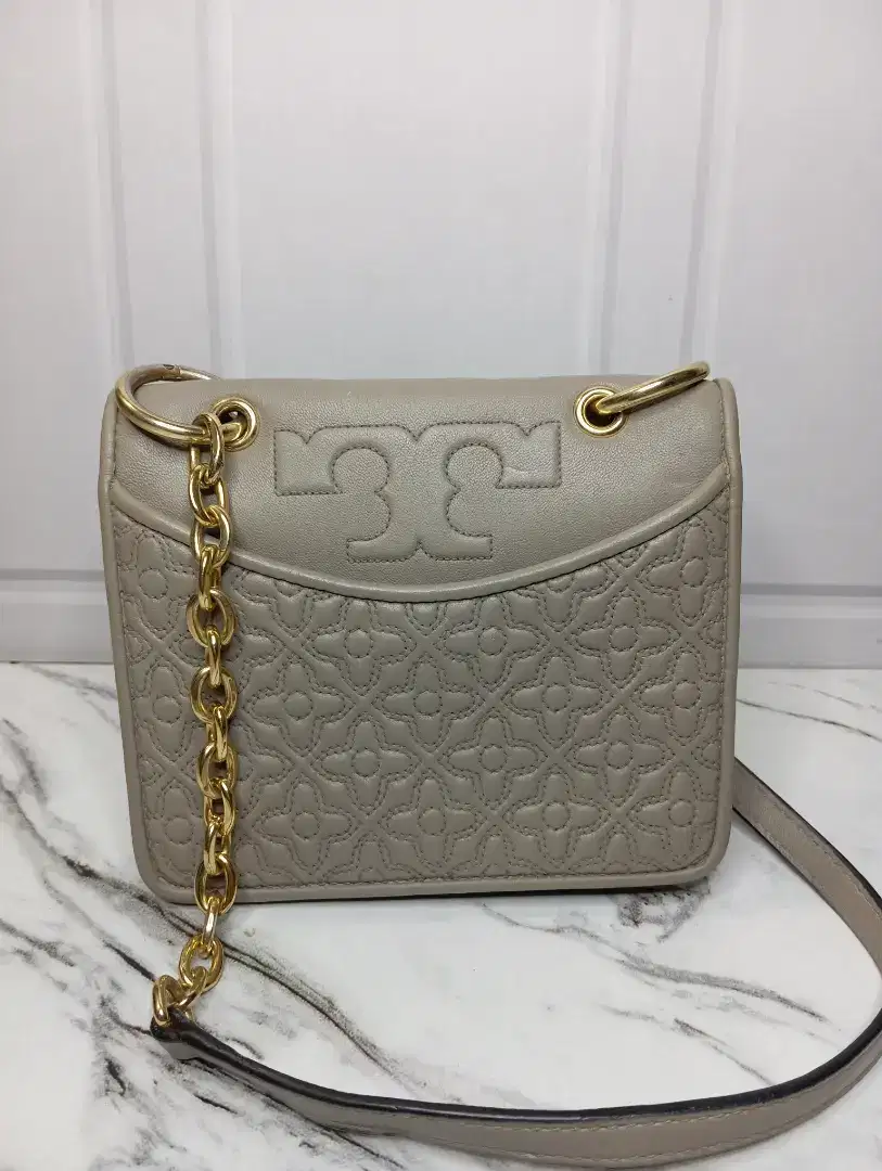 Preloved ORIGINAL Tory Burch Bryant Dusty French Gray Quilted