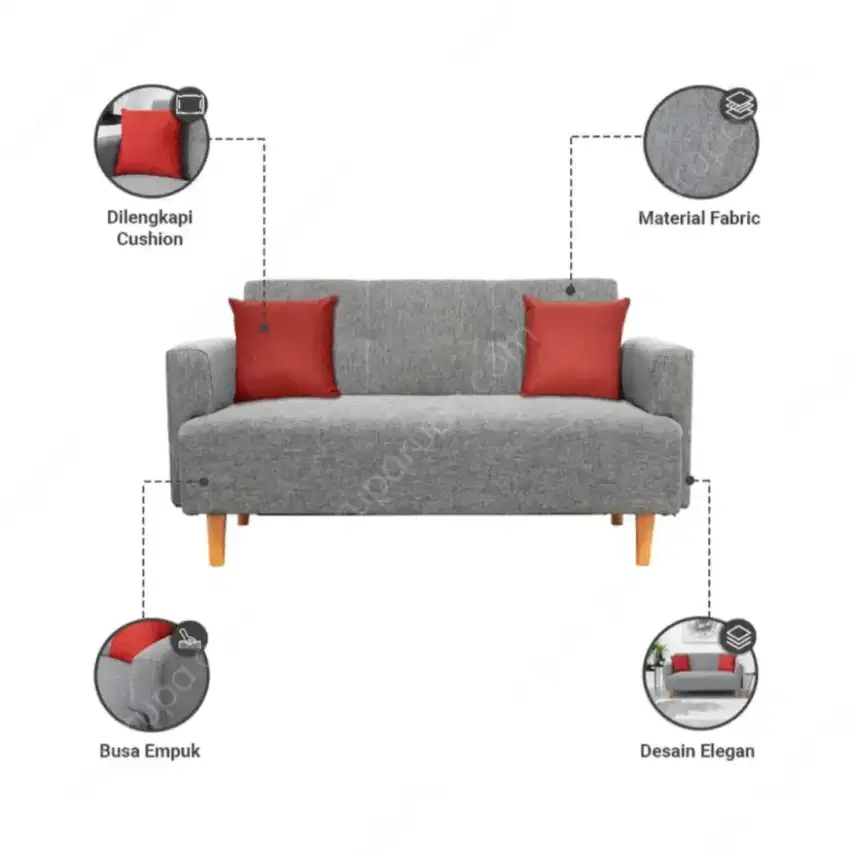 INFORMA ARYANA SOFA FABRIC 2 SEATER ABU ABU Bisa kredit bunga rendah