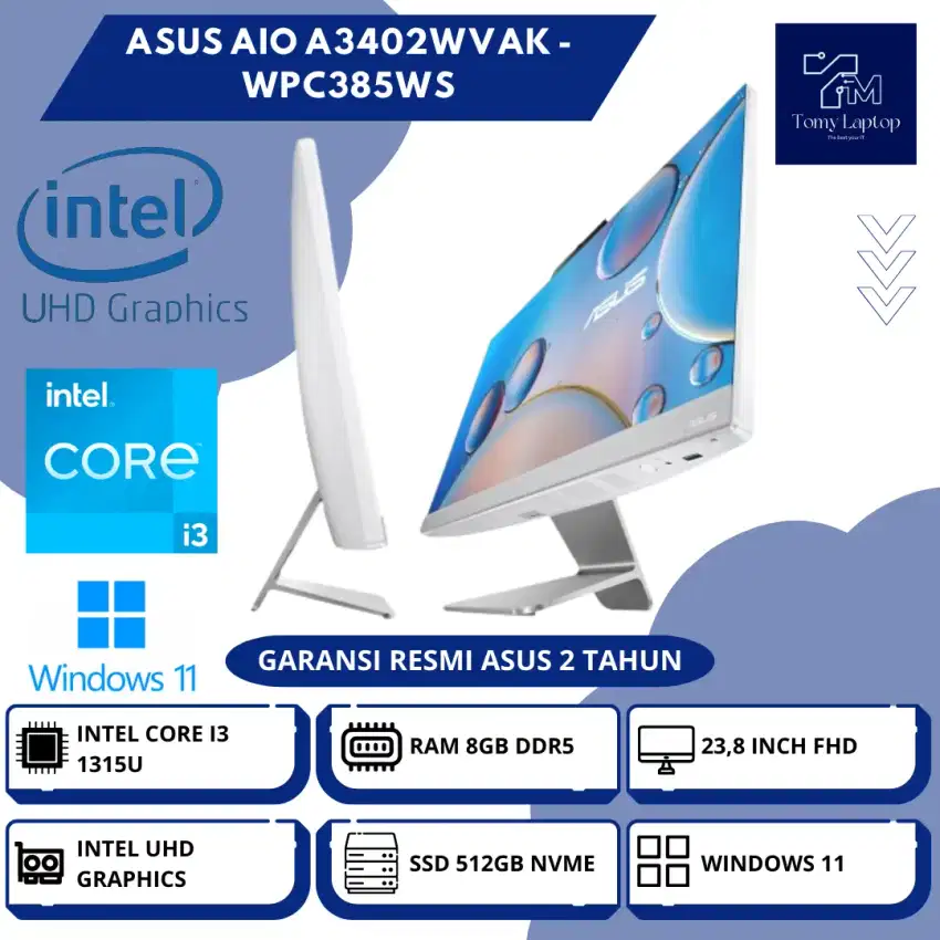 ASUS AIO A3402WVAK INTEL CORE I3-1315U INTEL UHD RAM8GB 512GB 23,8INCH