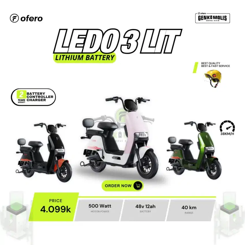 Sepeda Listrik Ofero Ledo 3 Lithium Garansi Resmi