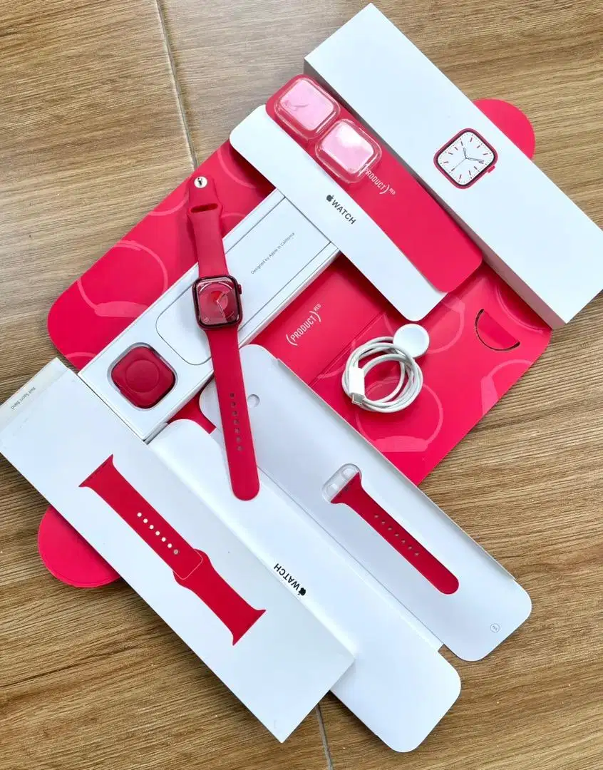 Apple Watch Seris 7 41mm Red Resmi Fullset Nomin