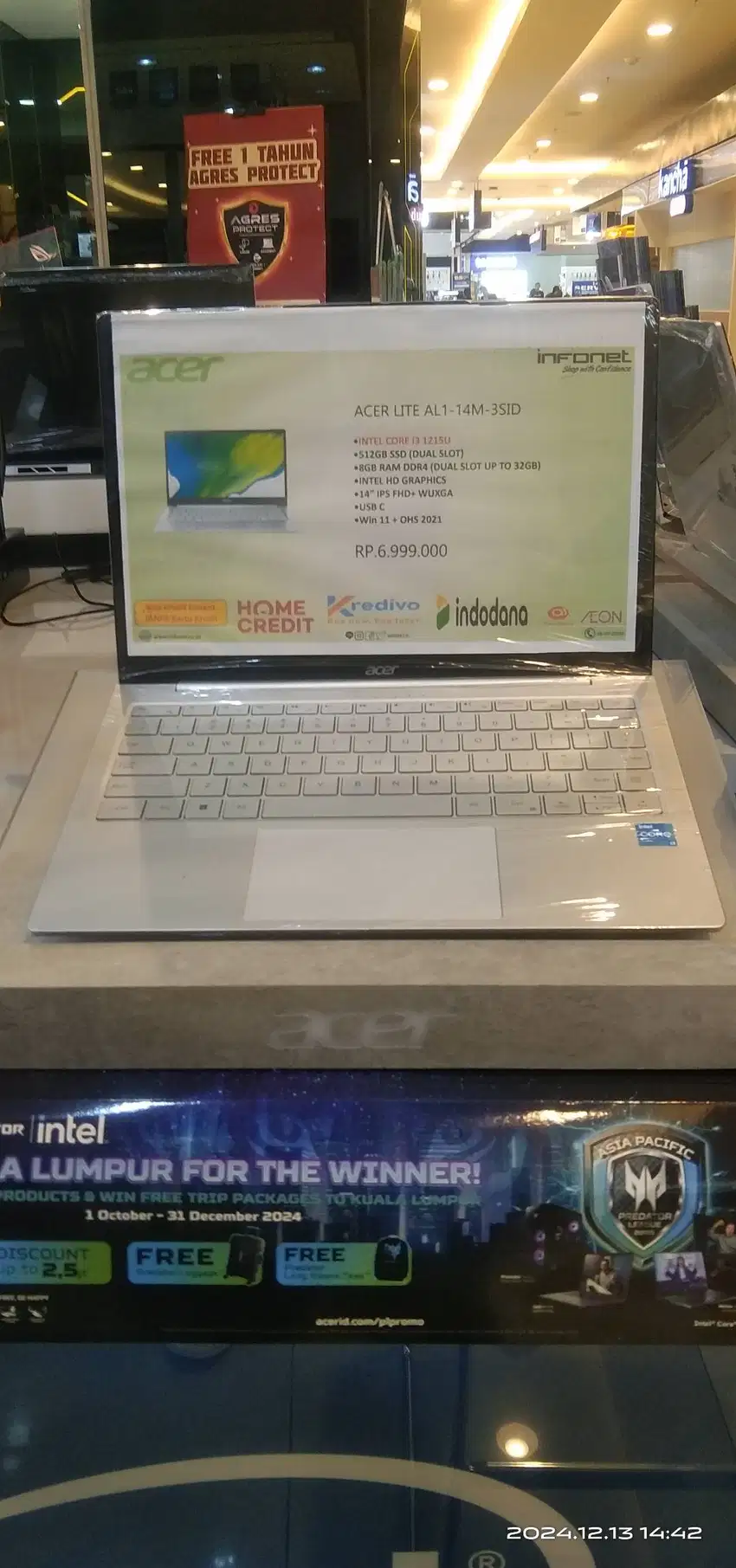 LAPTOP ACER LITE AL1-14M-3SID INTEL CORE i3-1215U