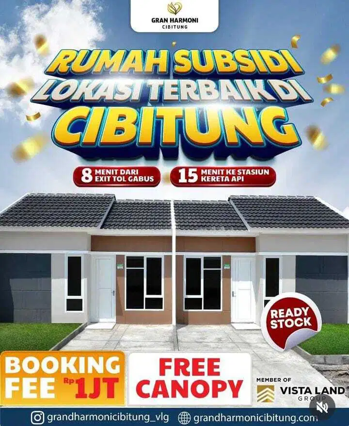 GRAN HARMONI CIBITUNG RUMAH SUBSIDI CICILAN FLAT 1 JTAN