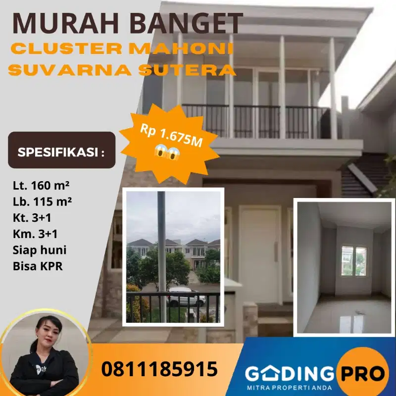 Jual Cepat Cluster Mahoni Lt. 160/115 Suvarna Sutera Cikupa Tangerang