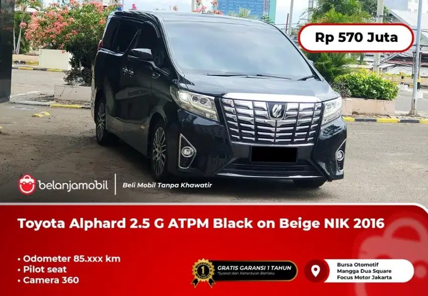 [ PILOT SEAT ] Toyota Alphard 2.5 G ATPM Camera360 Black 2016/2017