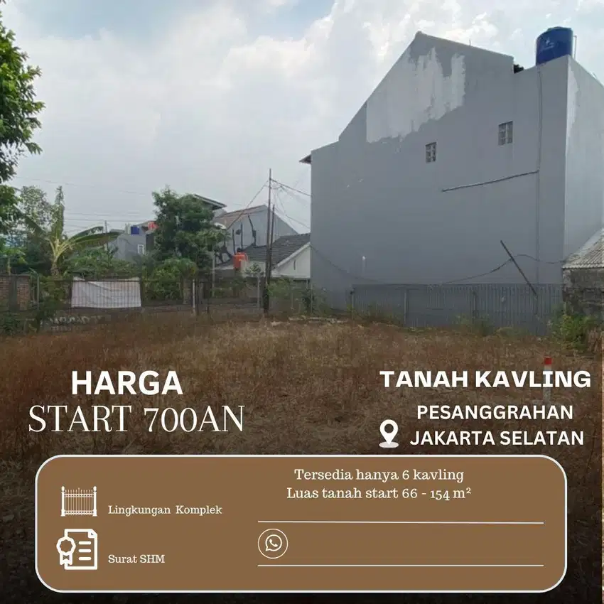 Dijual Tanah Kavling Jaksel di Pesanggrahan, Bebas Banjir, Akses Mobil