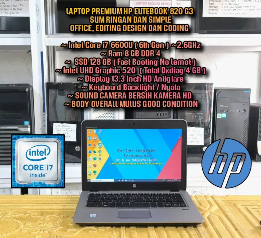 Laptop HP Intel Core i7 6600U MULUS
Laptop Editing Laptop Coding