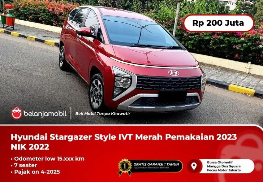 [ LOW KM 15RB ] Hyundai Stargazer Style IVT 7Seater Merah 2022/2023