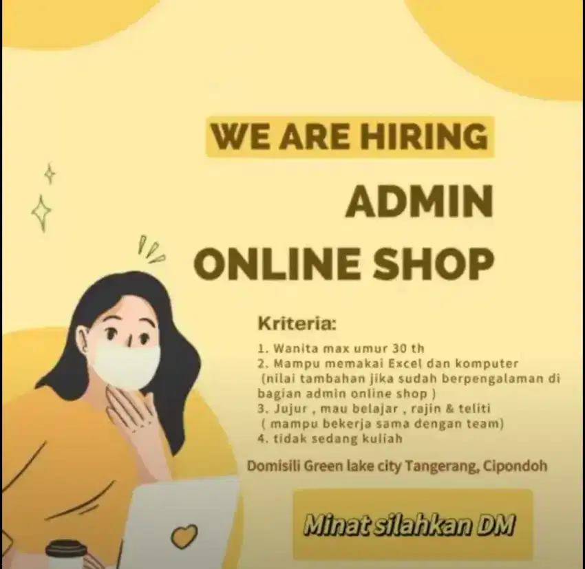 Dicari Admin Online Shop