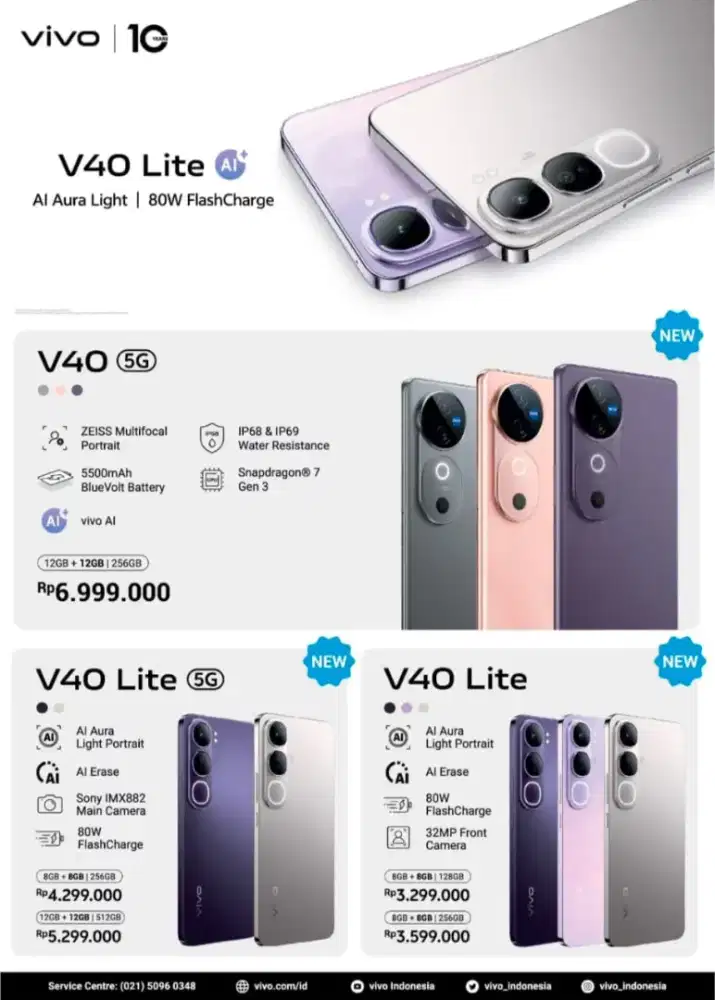 Vivo V40 5G Ungu Premium 12+12/256