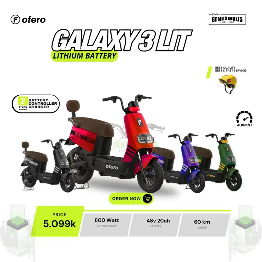 Sepeda Listrik Ofero Galaxy 3 Lithium Garansi Resmi