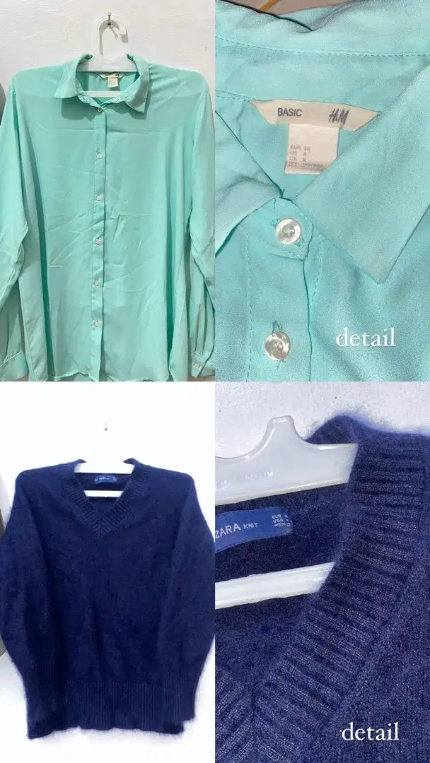 kemeja H&M dan sweater ZARA preloved