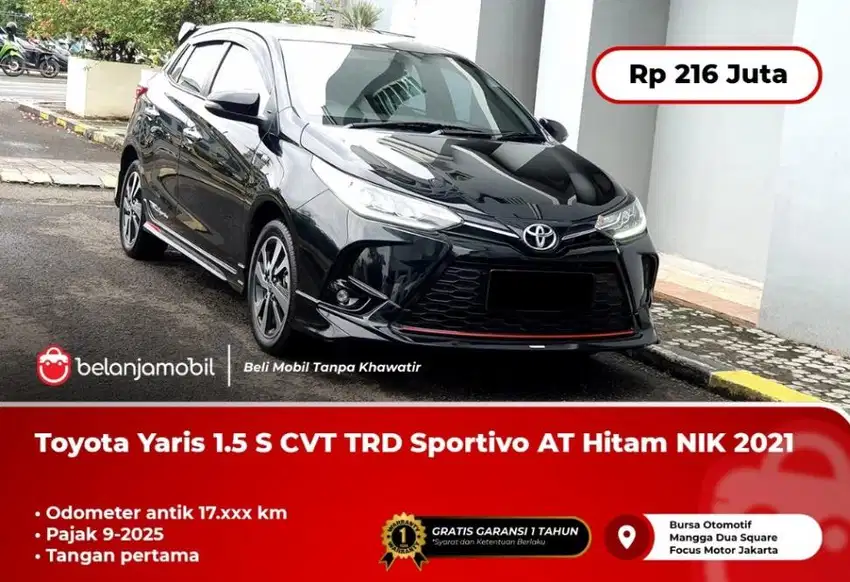 [KM ANTIK 17RB] Toyota Yaris 1.5 S CVT TRD Sportivo Hitam 2021/2022