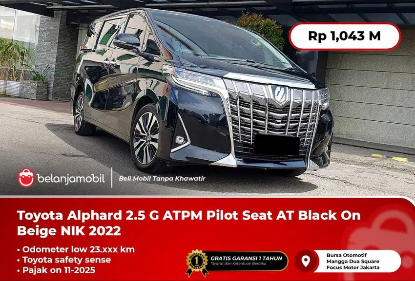 [LOW KM] Toyota Alphard 2.5 G ATPM TSS Pilot Seat AT Black NIK 2022