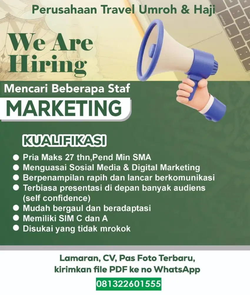 Dibutuhan segera Staff Marketing