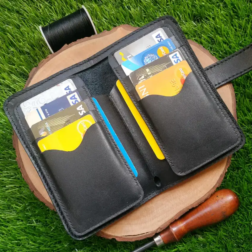 Dompet tanggung 3/4 pria wanita kulit asli handmade