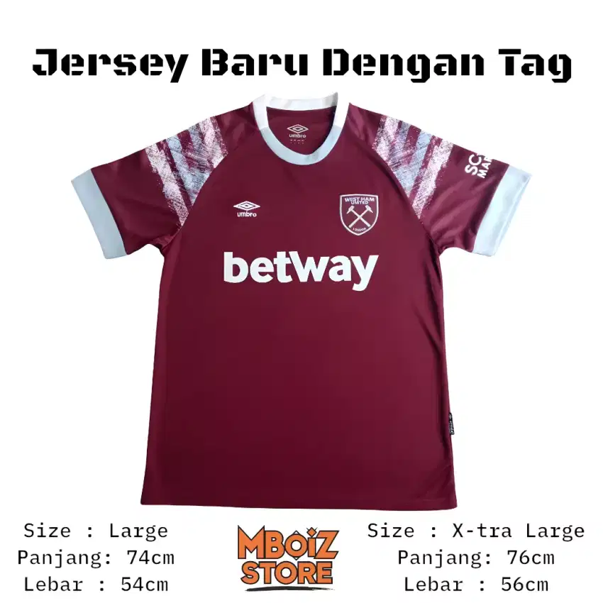 Jersey WEST HAM ( Promo 150 Ribu Dapat 2 pcs, Harga PASS, Tidak NEGO)