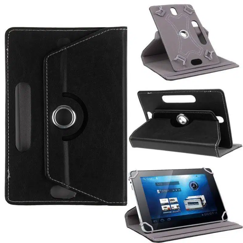 Leather case cover tablet tab universal rotari  10 inch warna hitam