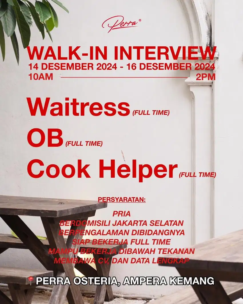 Cafe - Resto Lowongan Kerja dan Walkin Interview