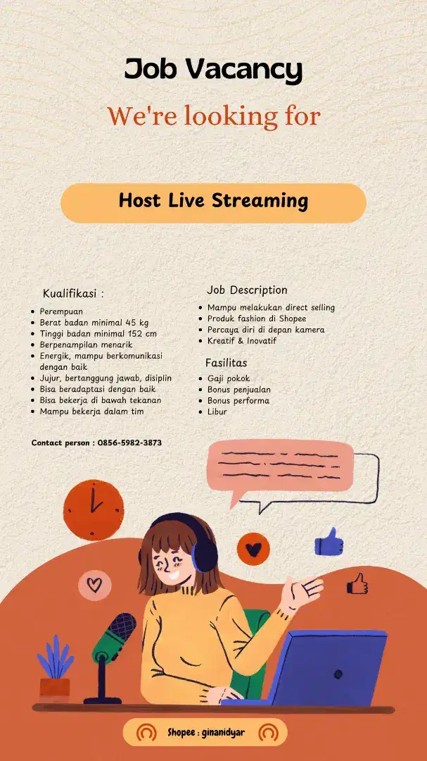 Loker Host Live Streaming Shopee