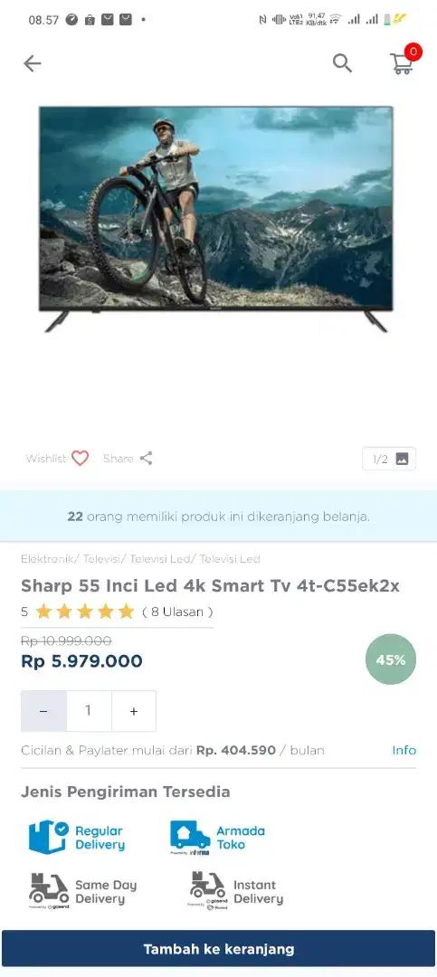 Promo Sharp 55 Inci Led 4k Smart Tv 4t-C55ek2x