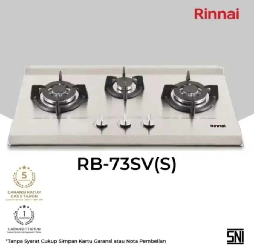 KOMPOR TANAM RINNAI 3TUNGKU RB-73SV(S)STAINLESS