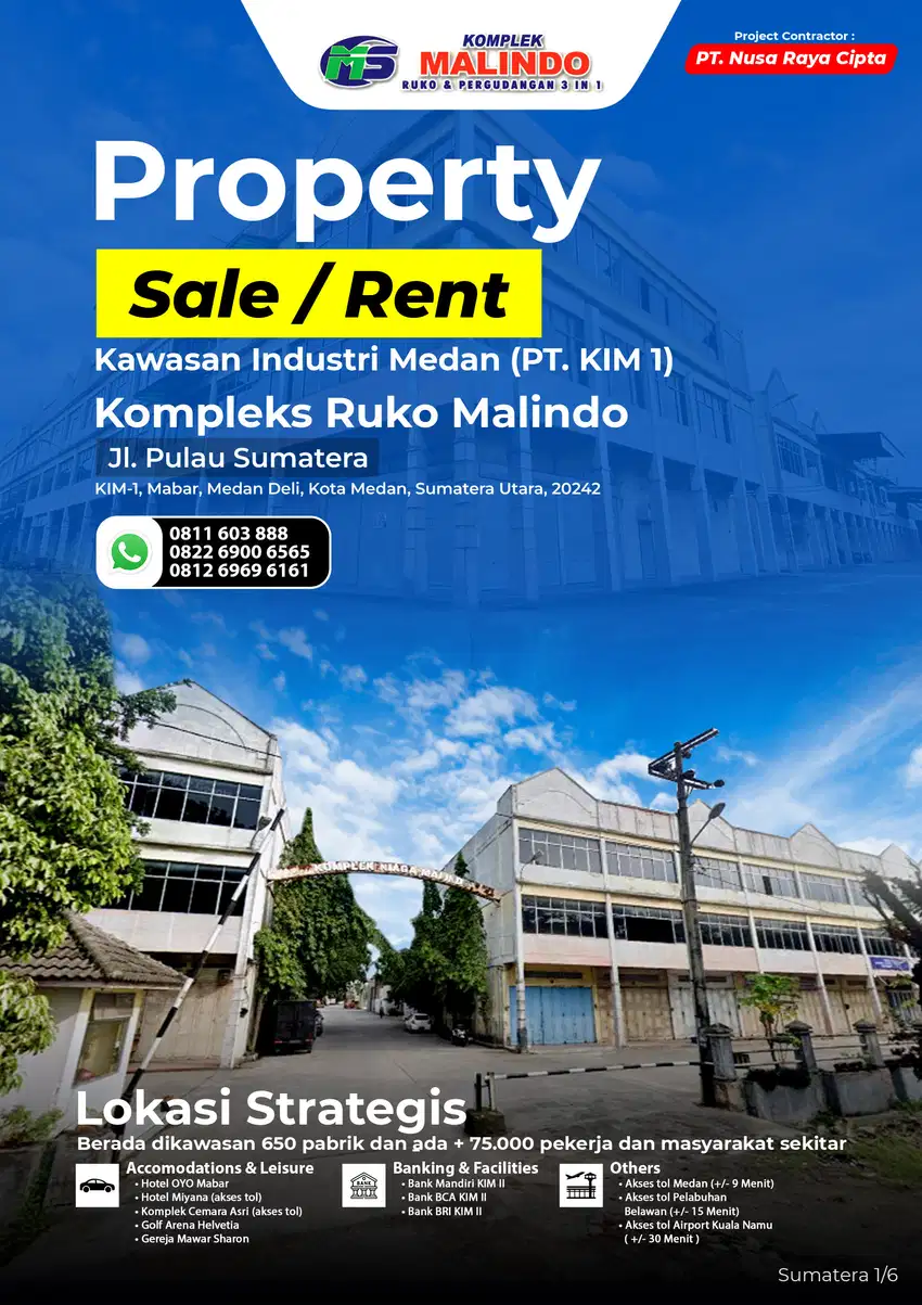 Dijual Kompleks Ruko Malindo Jl. Sumatera, Kim 1, Mabar, Medan Deli