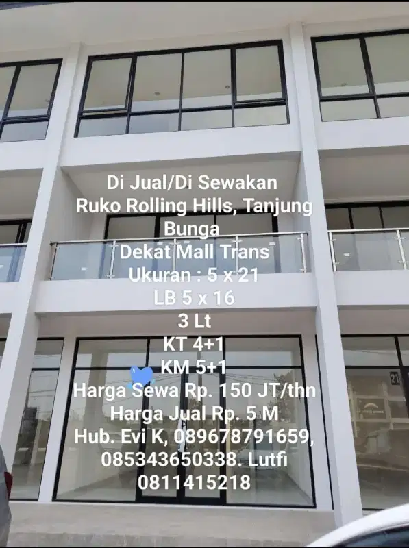 Dijual ruko 3 lantai di Rolling Hills Tjg. Bunga Makassar