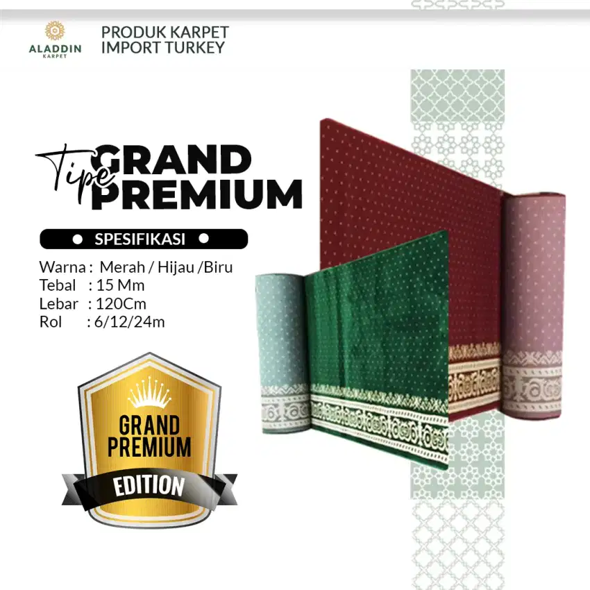 CUCI GUDANG KARPET MASJID IMPORT GRAND PREMIUM (15mm)