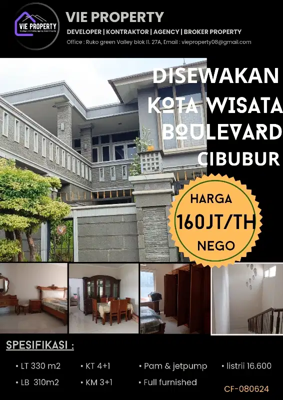 DISEWAKAN RUMAH MEWAH BOULEVARD CITRA GRAN