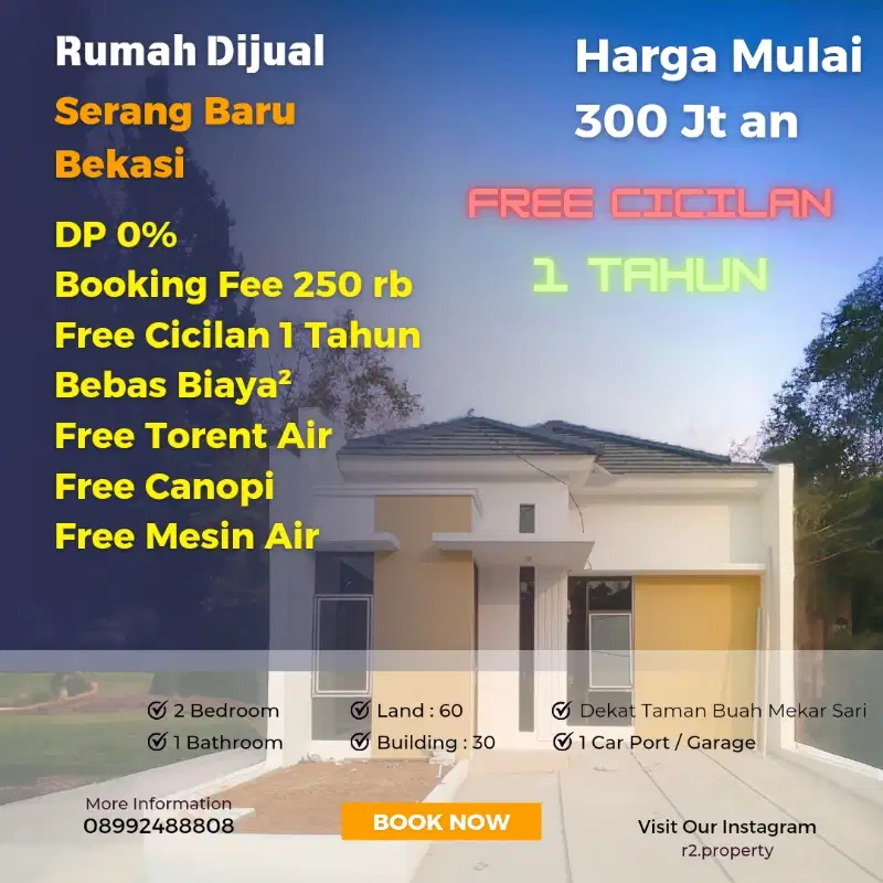 RUMAH BEBAS CICILAN 1 TAHUN DI BEKASI