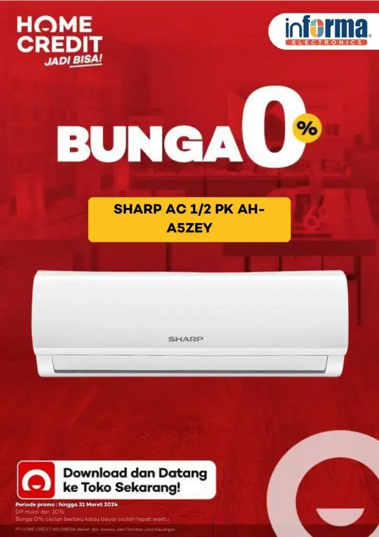 Segampang itu Cicilan AC SHARP bunga 0% free 1x cicilan