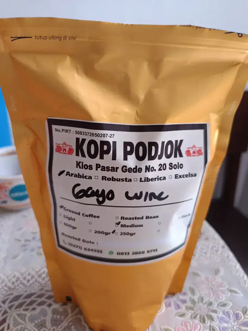 Kopi podjok arabica gayo wine